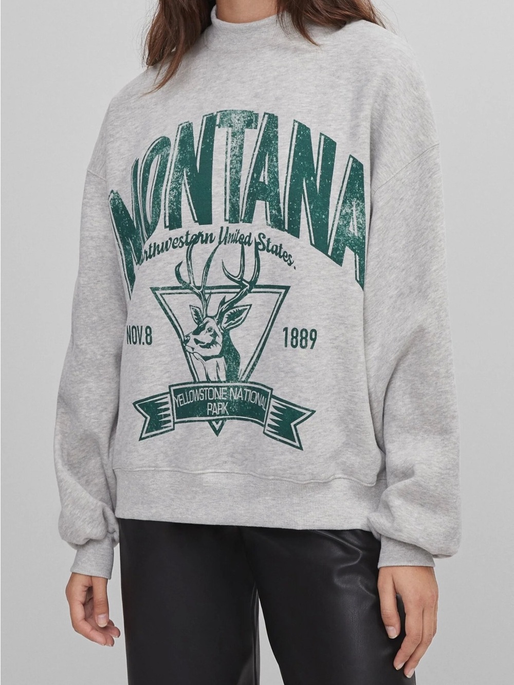 Bershka Gray Montana Graphic Sweatshirt - Women